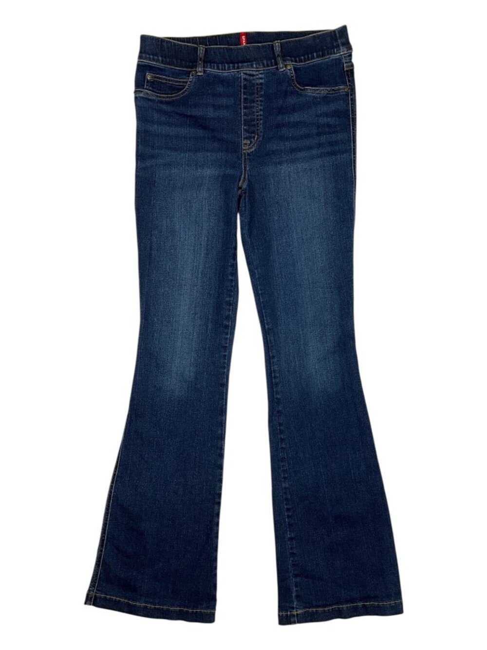 Spanx Womens Pull-On Flare Jeans L Blue Bell Bottom